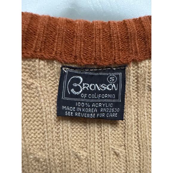 Vintage 80s Cable Knit MultiColor V Neck Fisherman Style Sweater Vest Size Small - Picture 5 of 5